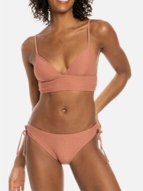 Roxy cedarwood women’s coconut crew tank bikini top and bottom- Medium